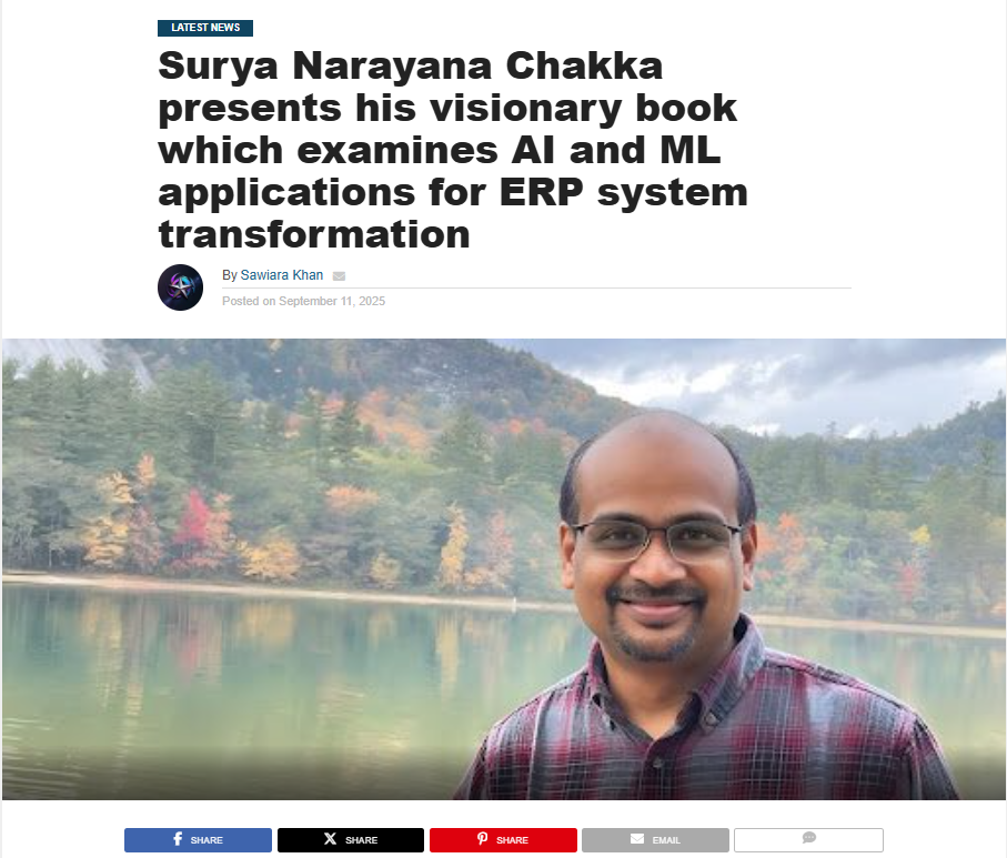Article: Surya Narayana Chakka presents his visionary book which examines AI and ML applications for ERP system transformation